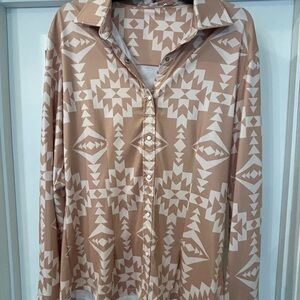 Geometric Patterned Button-Up Shirt